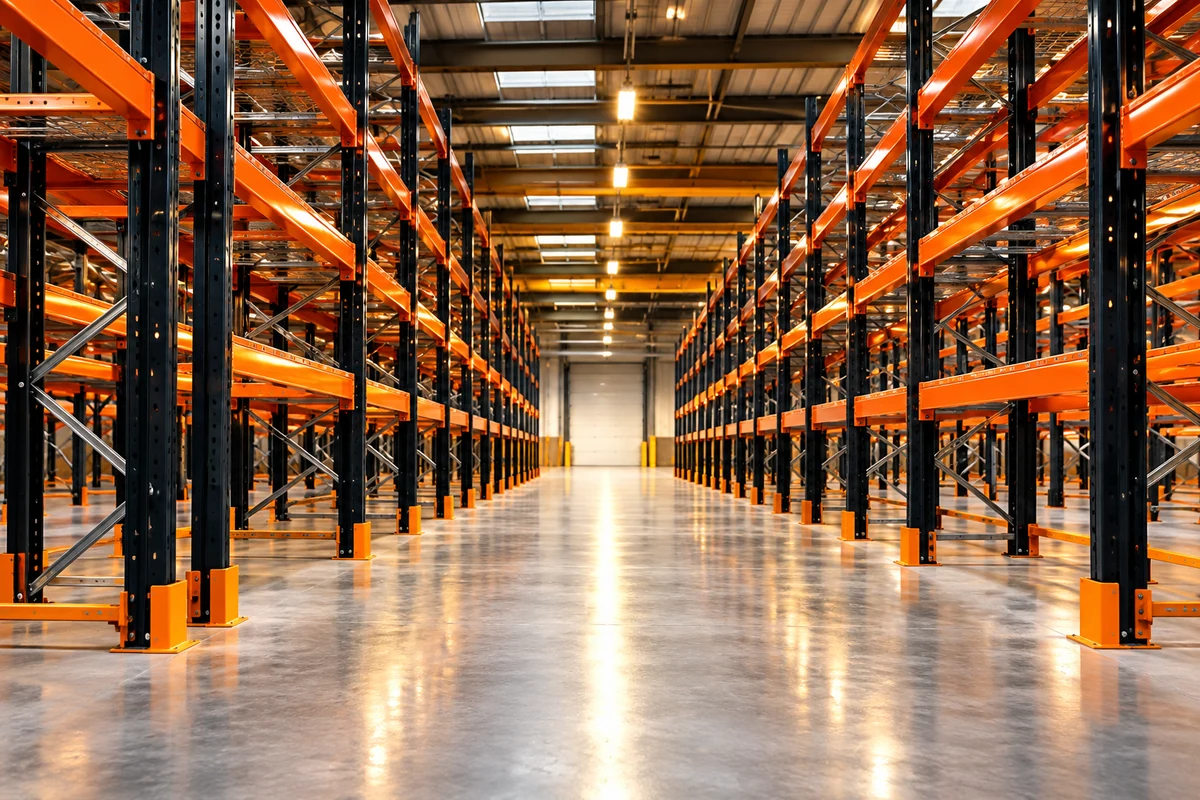 Orange and black warehouse racking